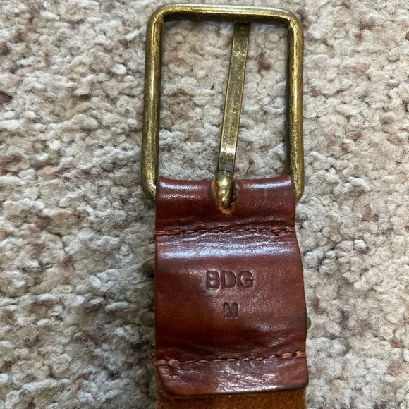 UnisoBDG‎ Chestnut Leather Belt with Brass Buckle western boho medium - Picture 10 of 11